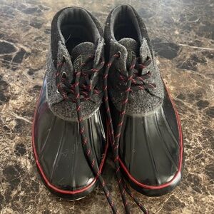 Bass Black Duck Rubber Rain/Boot Shoes Size 6 Two Tone